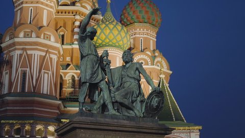  monument of Minin and Pozharsky and Saint Basil Cathedra, Red square, Moscow, Russia