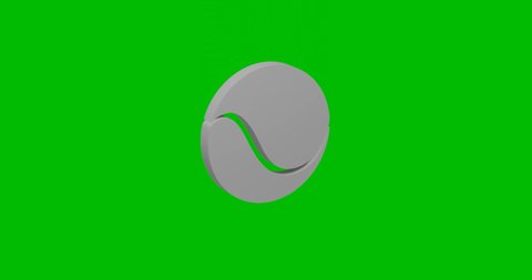 Animation of rotation of a white tennis ball with shadow. Simple and complex rotation. Seamless looped 4k animation on green chroma key background