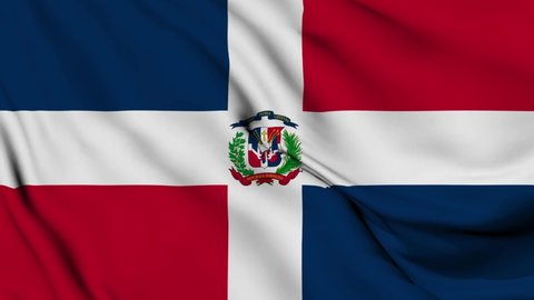 4K Ultra Hd 3840x2160. A beautiful view of Dominican Republic flag video. 3D flag waving seamless loop video animation.