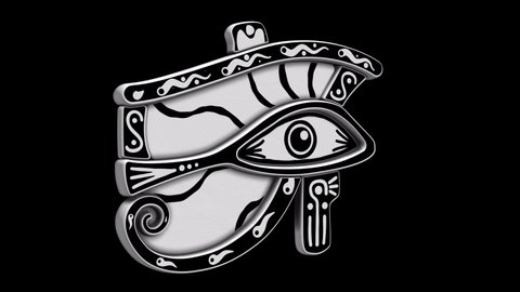 Eye of Ra rotation 3D model animation. Includes Alpha Matte. Perfect 4K 3D model for TV show, stage design, documentary film or any Ancient Egypt mythology related projects.