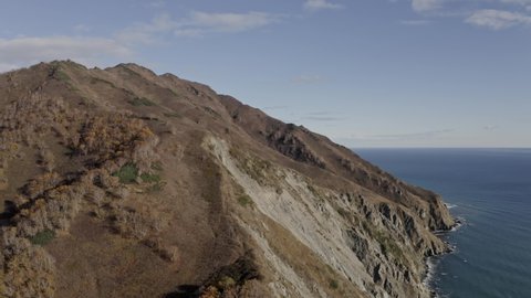 Panoramic view of the coastline of the Pacific Ocean, Kamchatka Peninsula