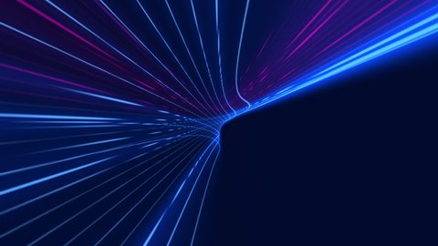 Technology concept background with high speed blue and pink fiber optic data transfer light beams. This modern tech motion background is full HD and a seamless loop.