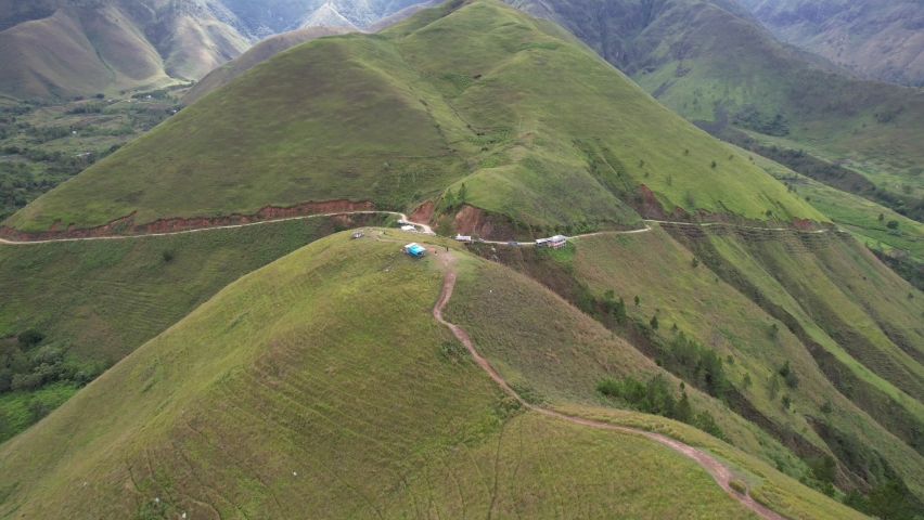 Holbung Hill fly over views of Lake Toba
Green Hills with clear sky background