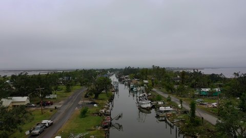 Aerial view of Pointe Aux Chêne post hurricane Ida