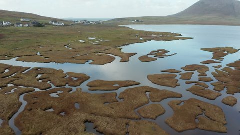 Top view of the salt marshes at Northton on the Isle of Harris, Outer Hebrides, Scotland