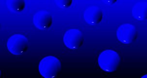 looped footage. Abstract blue background with dynamic blue circles, 3d ovals in the form of pills, capsules. 3D animation of blue lines. Modern video background, animated, screensaver, copy space.
