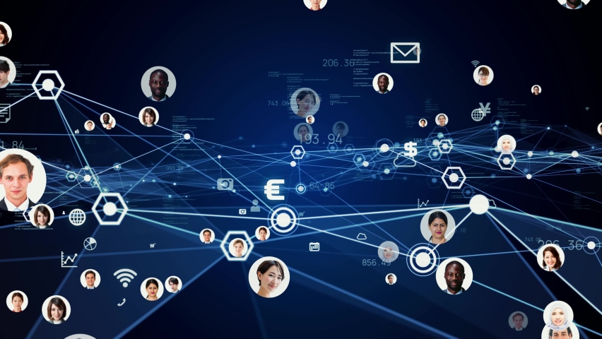 Multinational people and communication network concept. Social media. | Shutterstock HD Video #1083888382