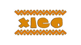 Xico. Animated Cartoon Color text and folk elements. Isolate on White background. 4K video. Mexico Xico for title events, national festival, social media, travel, tourism.