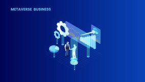 Two business people animation handshaking together with growing financial graph while standing in the metaverse. Cartoon in 4k resolution - Powered by Shutterstock - Get 15% off with code: PIKWIZARD15