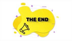 Black megaphone with text The end. Memphis style banner with abstract geometric shapes on yellow background. Banner and outline round elements with megaphone. 4K video motion graphic - Powered by Shutterstock - Get 15% off with code: PIKWIZARD15