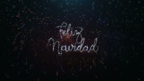Feliz Navidad Merry Christmas in Spanish.Fireworks.Shining sparkling intro.Christmas balls and snowflakes. Merry Christmas and Happy New Year template. - Powered by Shutterstock - Get 15% off with code: PIKWIZARD15