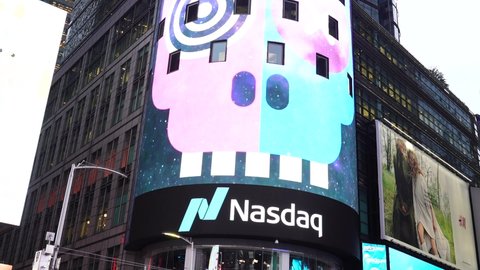New York USA 5th Oct. 2021 : Nasdaq MarketSite  is the commercial marketing presence of the Nasdaq stock market. Located in Times Square, Midtown Manhattan, New York City,