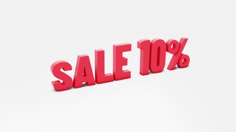 Red 3d letters sale by 10 percent stand on a white surface and bend