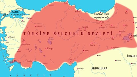 Turkey Seljuk State Map Covered Areas