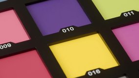 Color Calibration Chart extreme close up stock footage