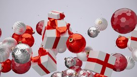 Christmas Gift Boxes Floating And Falling. Slow-motion of Christmas gift boxes floating and falling on grey background. Christmas and birthday concept.  - Powered by Shutterstock - Get 15% off with code: PIKWIZARD15