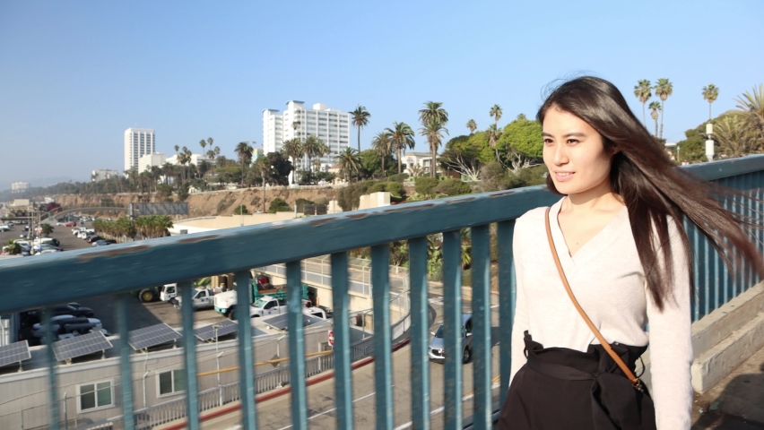Young Asian Female Sightseeing in Santa Monica Pier