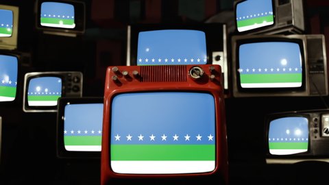 Flag of San Jose, Costa Rica, and Vintage Televisions. 