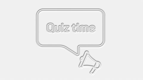 Quiz time text. Megaphone with text quiz time speech bubble banner. Loudspeaker. 4K video motion graphic