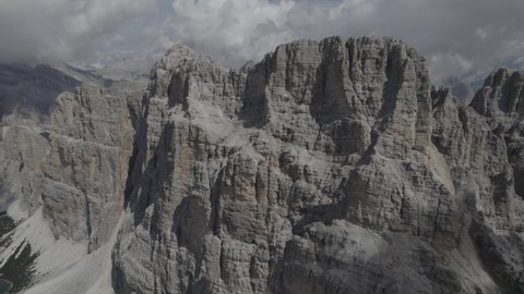 Aerial Drone Flying over the Mountain Peaks in the Dolomites Log Dlog Flat Ready for Grading 4K UHD Footage