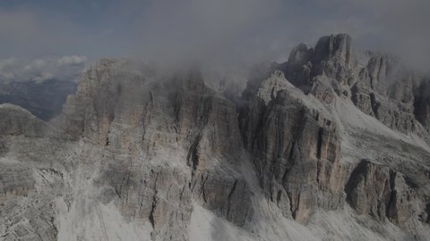 Aerial Drone Flying over the Mountain Peaks in the Dolomites Log Dlog Flat Ready for Grading 4K UHD Footage