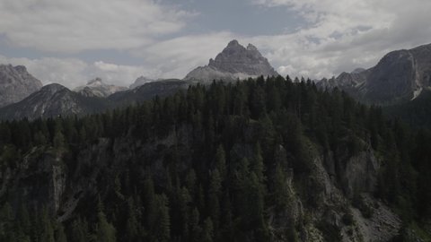 Mountain Peaks Aerial Drone footage View with Forest Landscape Log Dlog Flat Ready for Grading 4K UHD Footage