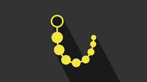 Yellow Anal beads icon isolated on grey background. Anal balls sign. Fetish accessory. Sex toy for men and woman. 4K Video motion graphic animation.