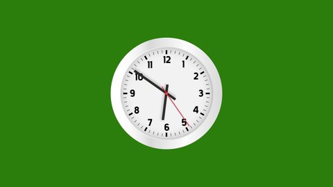 clock Time lapse animation.Time lapse moving fast, Time concept. green background