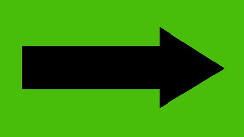 Loop animation of a black arrow moving and pointing to the right, on a green chroma key background