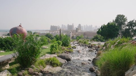 Waterfalls in Katara Cultural Village in Qatar
