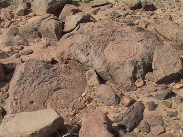 3 static shots of ancient fossilised stromatolites in the Adrar Massif, Mauritania.