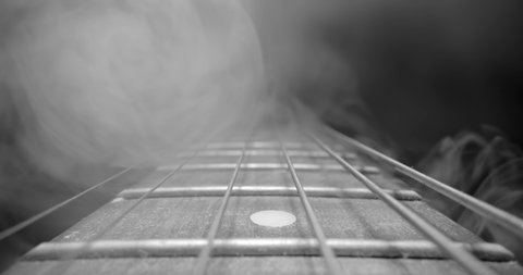 Guitar fretboard with sliding in black and white