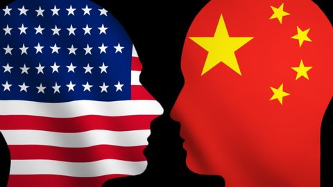 Politics And Business International Concept Between Big Countries. Washington And Beijing Geopolitical Issues