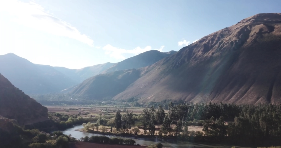 Sacred Valley in Peruvian Andes. Rural countryside view of the Andes in Cusco Peru. | Shutterstock HD Video #1084058014