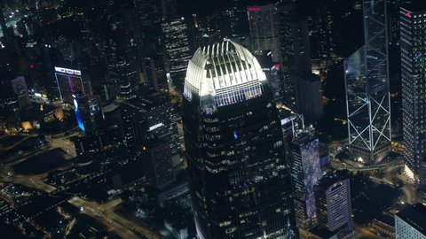 Hong Kong, China, Asia - Dec 2021: Drone Shot of the International Financial Centre (IFC) Hong Kong