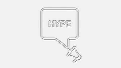 Hype. Megaphone with hype text speech bubble banner. Loudspeaker. 4K video motion graphic