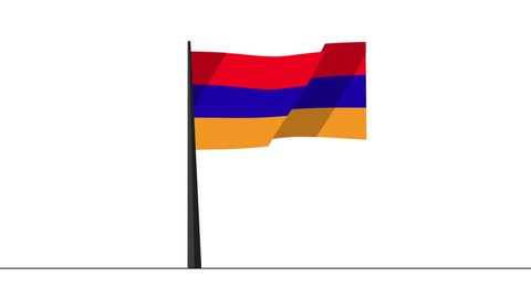 Loop Armenia waving Flying up flag animation 2D style with shadow