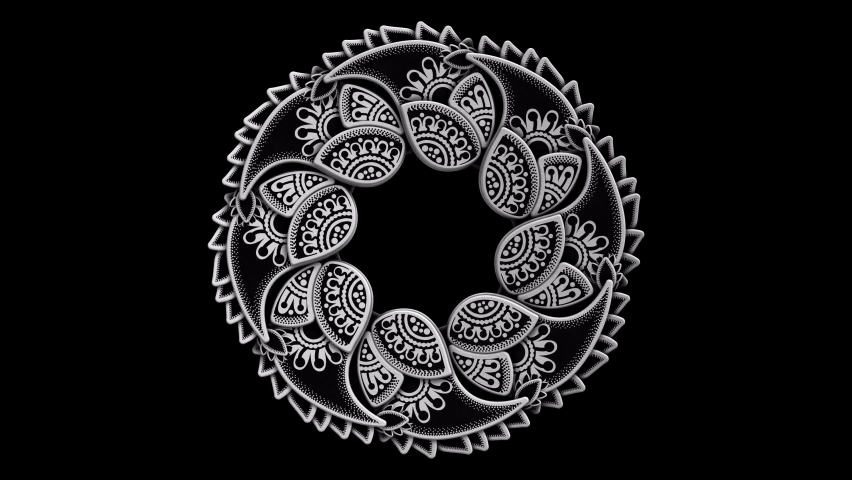 Paisley Mandala 3D animation. ALPHA MATTE included. Perfect 4K animated 3D model for TV show, intro, movie, catwalk stage design or symbols and sacred geometry related projects. | Shutterstock HD Video #1084074232