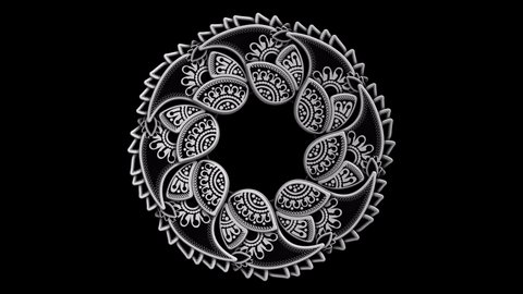 Paisley Mandala 3D animation. ALPHA MATTE included. Perfect 4K animated 3D model for TV show, intro, movie, catwalk stage design or symbols and sacred geometry related projects.
