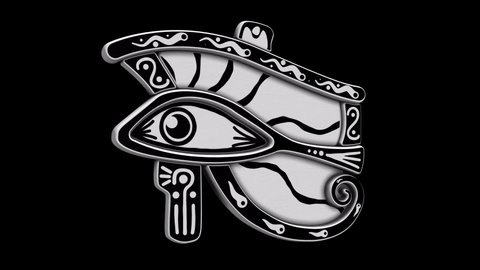 Ancient Egyptian Eye of Ra 3D model animation. Incl Alpha Matte. Perfect 4K 3D model for TV show, stage design, documentary film or any Ancient Egypt mythology related projects.