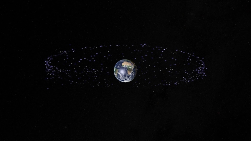 3D animation of geostationary satellites orbiting the Earth. Royalty-Free Stock Footage #1084084825
