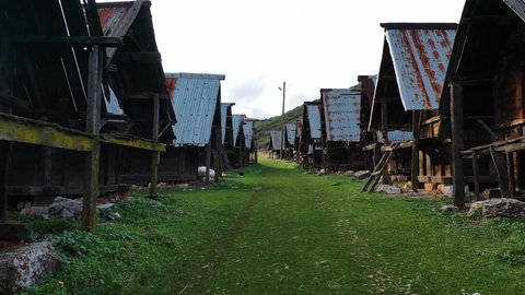 the wooden granaries on the bezirgan village view as heritage