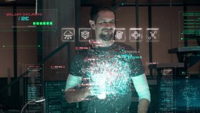 Independent Scientist and Artificial Intelligence Developer Working with Futuristic Holographic Neural Network Interface. Virtual Augmented Reality of Digital Brain. Error in Compiling Code. - Powered by Shutterstock - Get 15% off with code: PIKWIZARD15