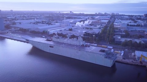 Port Melbourne, VIC, Australia - 1-Mar-2020 - HMAS Canberra carrier visiting Melbourne