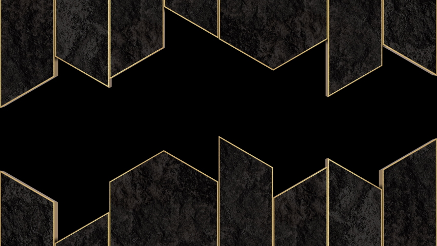Golden Black Vertical Sliding Panels animation. ALPHA MATTE. Perfect animated 3D model frame for TV show, studio set design, intro, catwalk stage design or The Great Gatsby and Art Deco theme projects | Shutterstock HD Video #1084099132