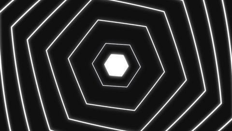 4K Abstract Hexagon Infinity Zoom Loop Animation Black And White Background