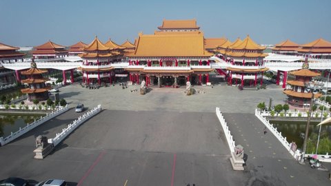 Aerial view of Luerhmen Tao Temple dedicated to goddess Mazu in Tainan, Taiwan