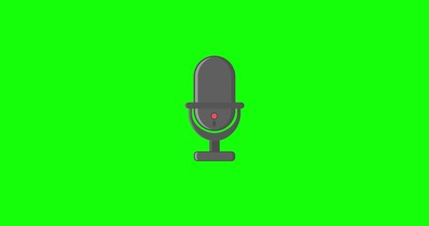 Greenscreen animated illustration of microphone fly in. Suitable to place on tech, gaming, recording and music content.