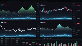 Multiple fake computer interface screen big data analytic science technology. HUD interface, crypto, business finance investment symbol artificial intelligence graph and data analysis concepts. - Powered by Shutterstock - Get 15% off with code: PIKWIZARD15