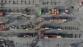 Containers in the Harem Harbour Drone Video Uskudar Istanbul Turkey 